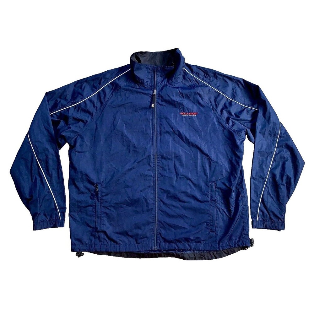 Polo Ralph Lauren Men's Polo Sport VTG Logo Windbreaker Navy Blue Jacket Large
